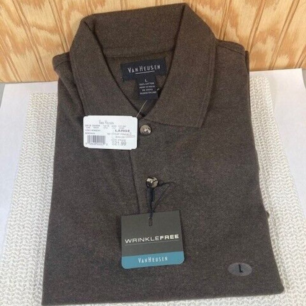 Van Heusen_Polo Shirt_Men's Large_Short Sleeve_Color:Brown_NWT